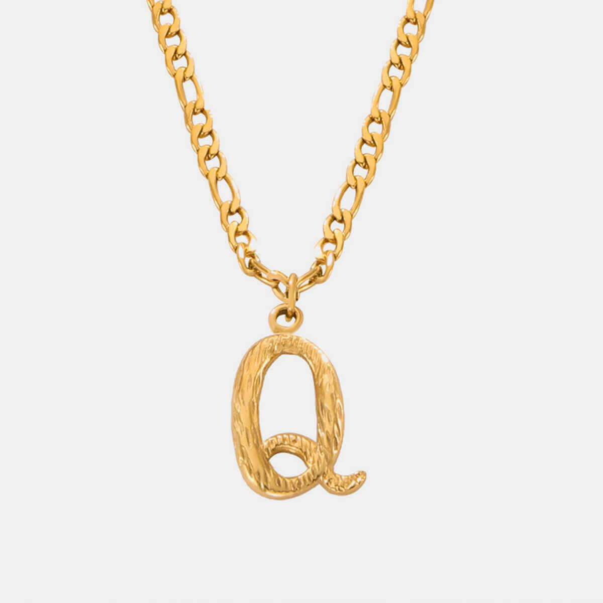 18K Gold-Plated Titanium Steel Letter Q Pendant Necklace with 15-inch Chain and 2-inch Extension Chain