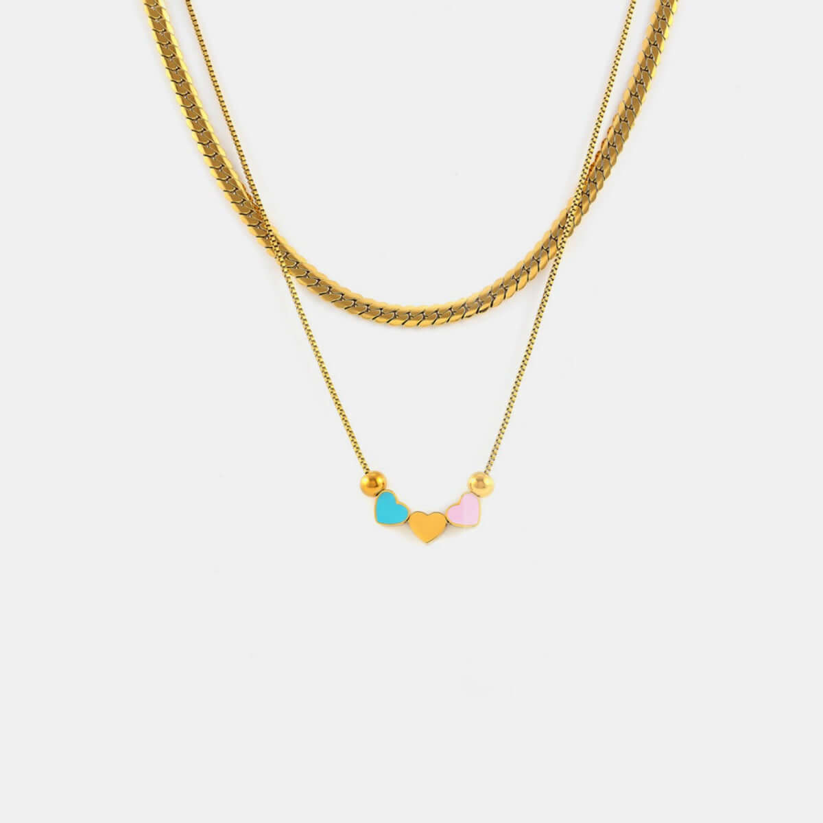 18K Gold-Plated Double Layered Heart Necklace - STUFF TREND