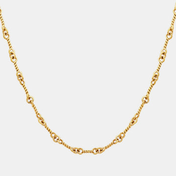 Titanium steel chain link necklace, 18K gold-plated, 15.7-inch length with 2-inch extension, elegant and corrosion-resistant design.