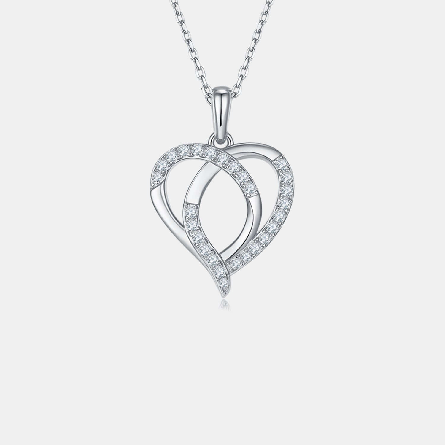 Moissanite heart shape necklace in 925 sterling silver, featuring delicate design and shimmering stones, perfect for elegant wear.