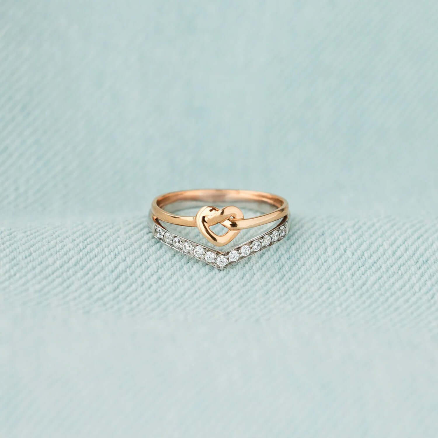 Knotted Heart Shape Inlaid Zircon Ring - STUFF TREND