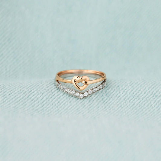 Knotted Heart Shape Inlaid Zircon Ring - STUFF TREND