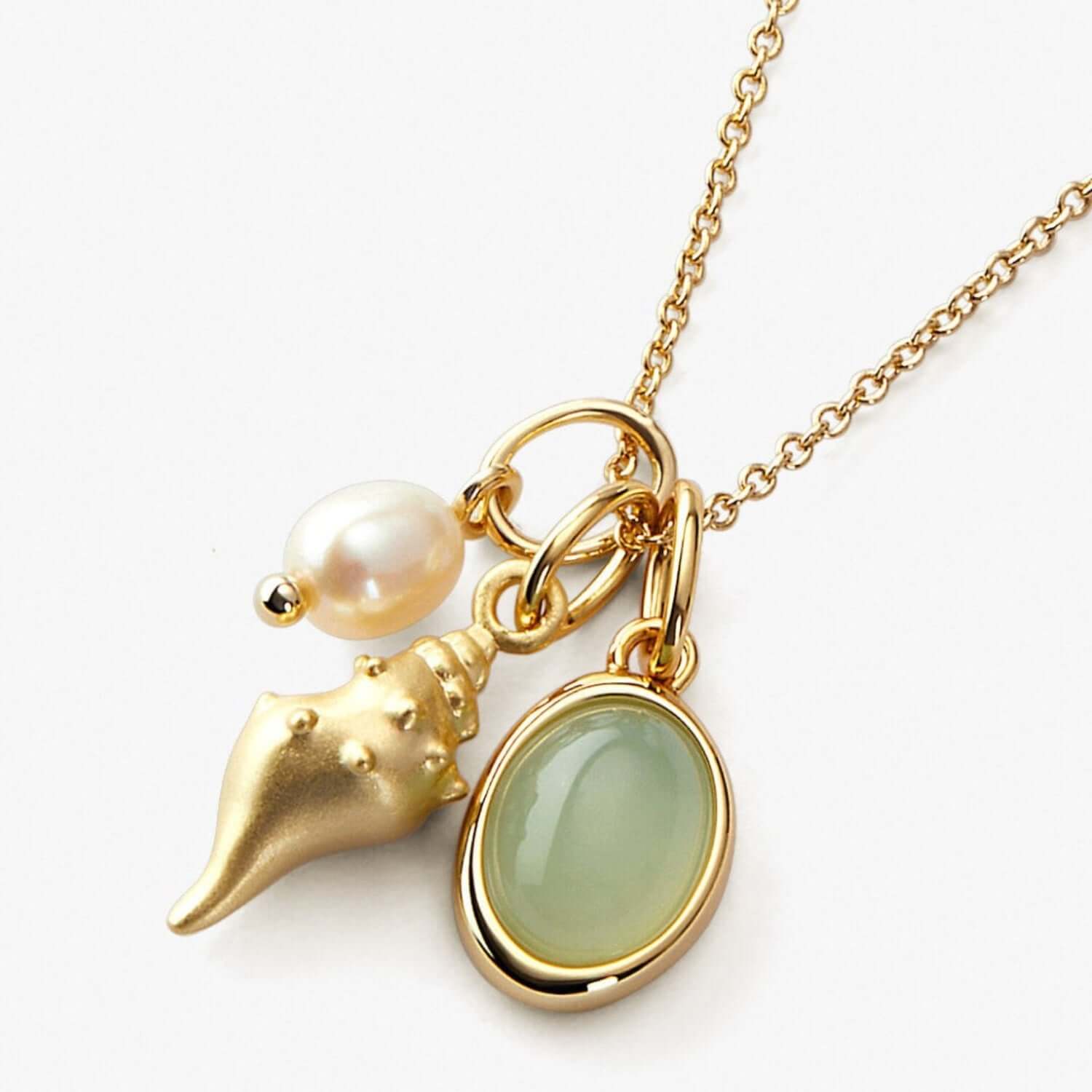 14K Gold-Plated Natural Crystal Conch Pendant Necklace - STUFF TREND