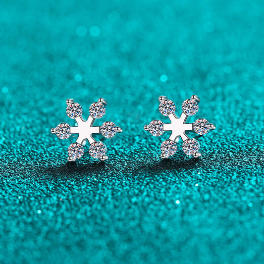 Moissanite 925 Sterling Silver Snowflake Shape Earrings - STUFF TREND