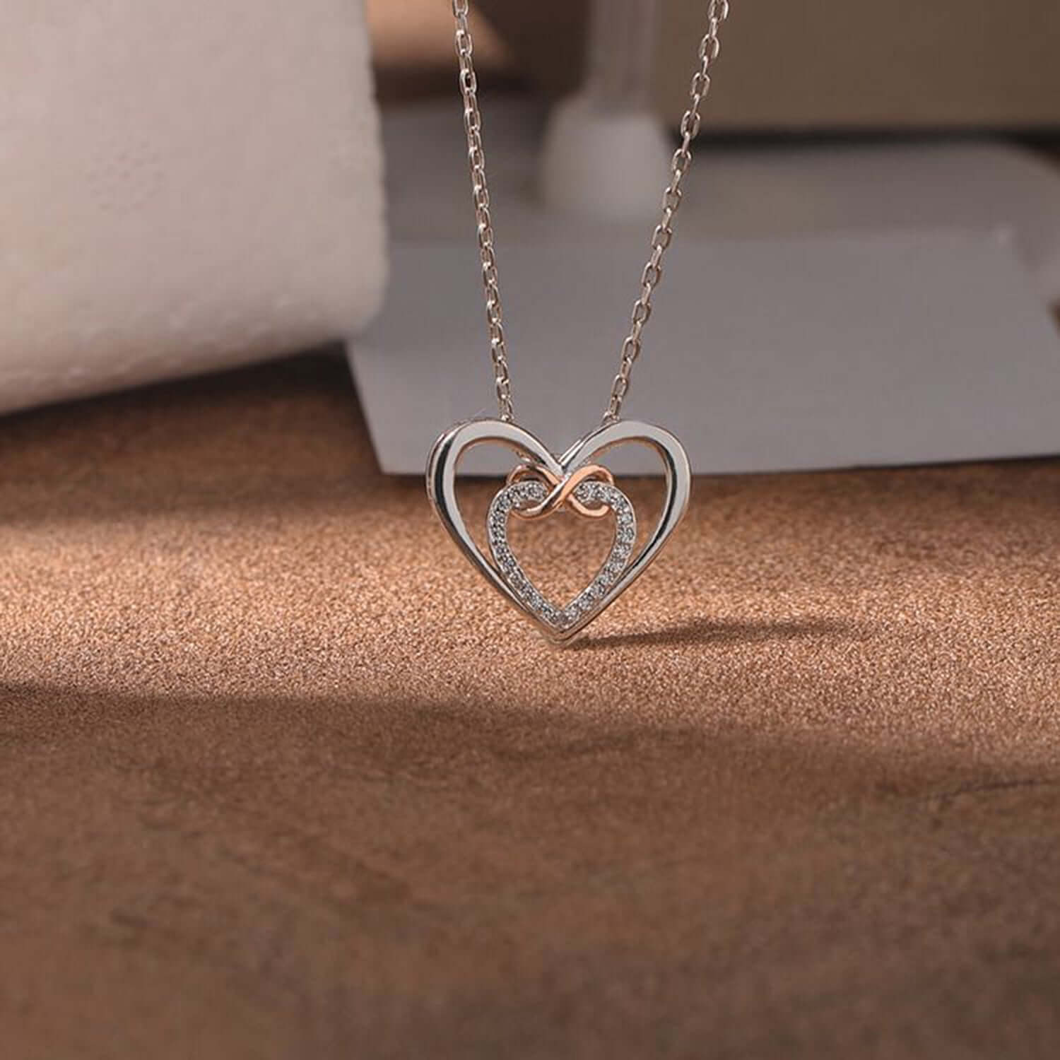 Heart Shape Inlaid Zircon 925 Sterling Silver Necklace - STUFF TREND