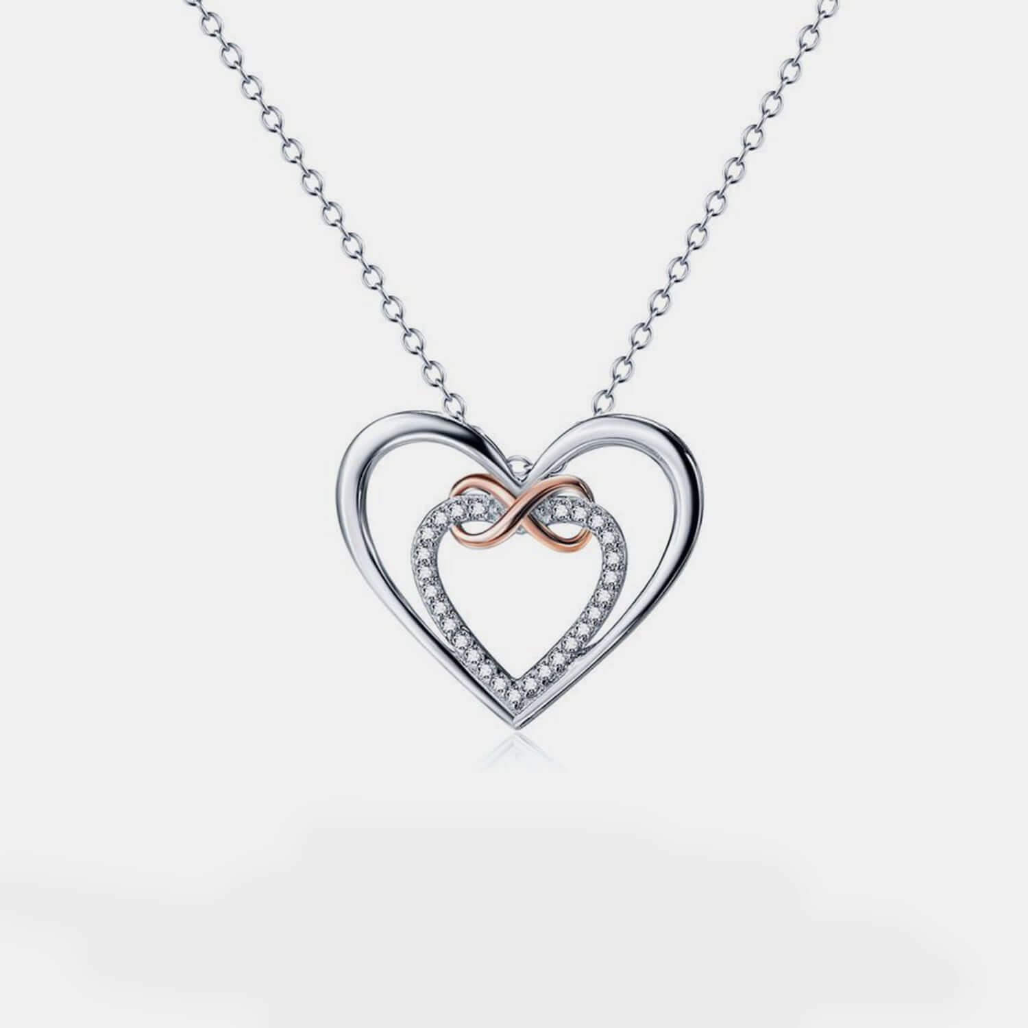 Heart Shape Inlaid Zircon 925 Sterling Silver Necklace - STUFF TREND