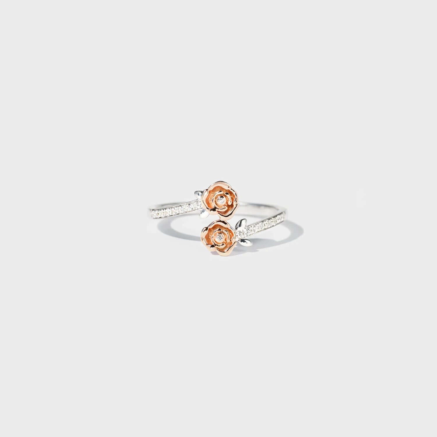 Rose Shape Inlaid Zircon Bypass Ring - STUFF TREND