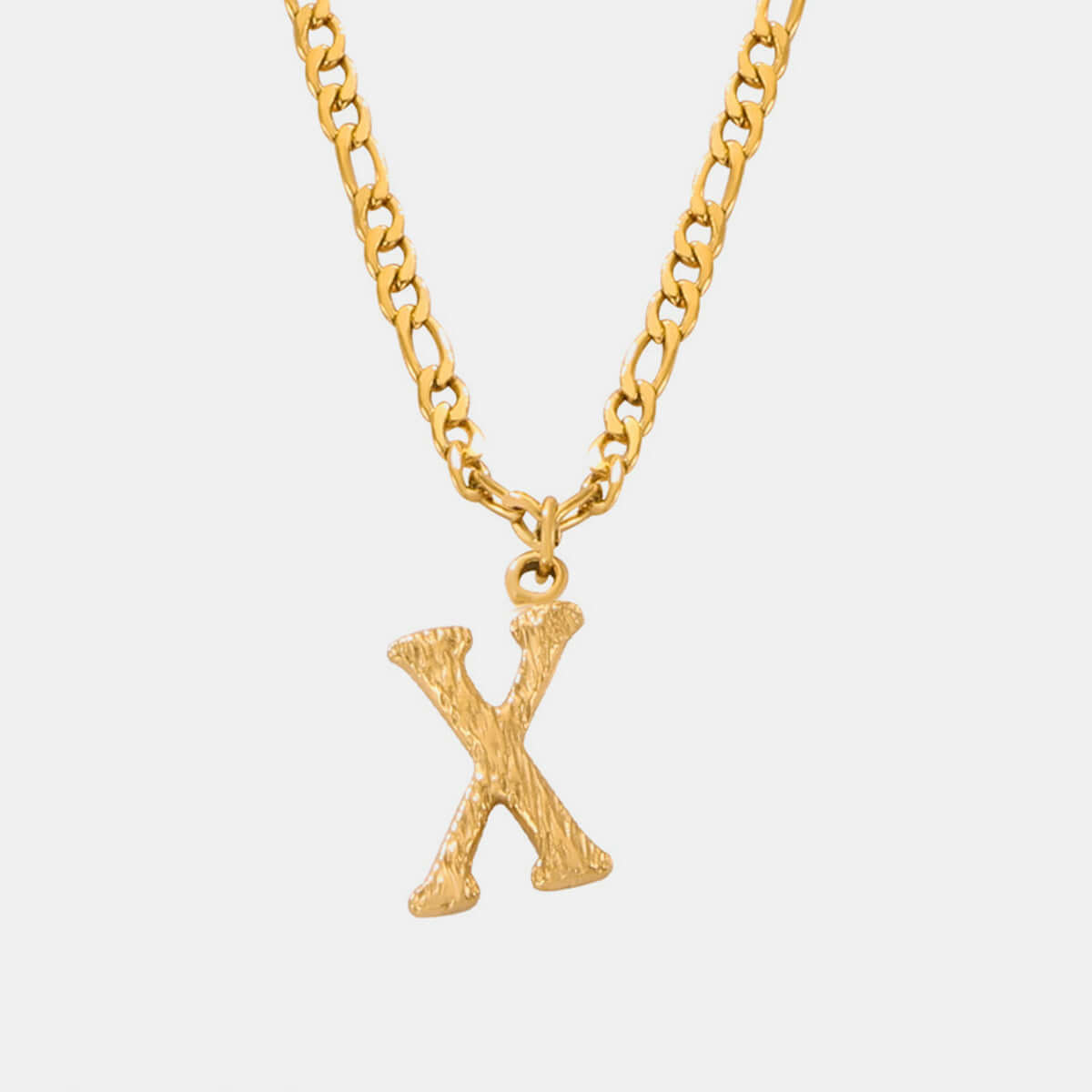 Gold-plated titanium steel letter X pendant necklace with 15-inch chain and 2-inch extension