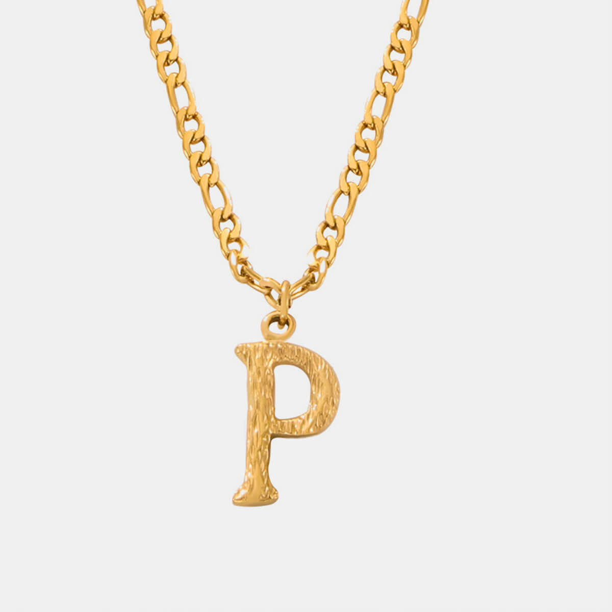 18K gold-plated titanium steel letter P pendant necklace with 15-inch chain and 2-inch extension, stylish and durable jewelry piece