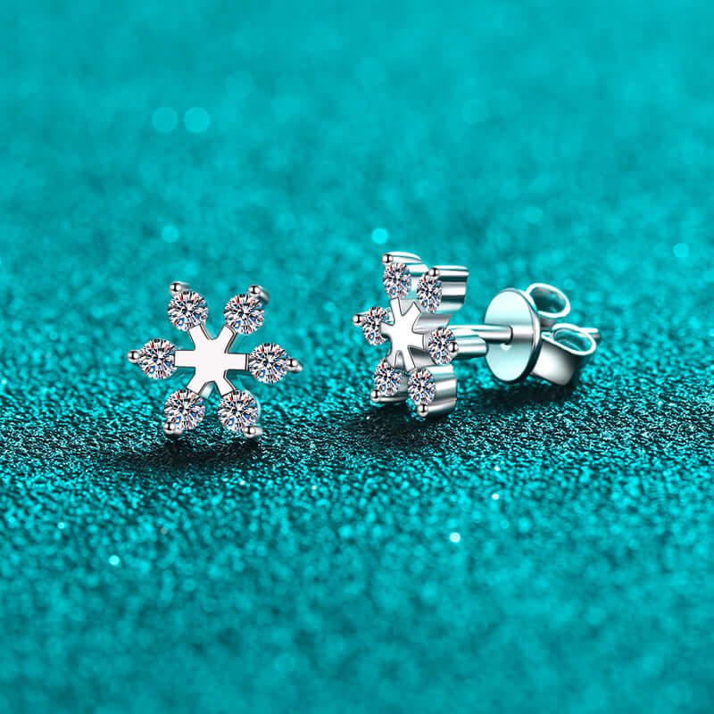 Moissanite 925 Sterling Silver Snowflake Shape Earrings - STUFF TREND