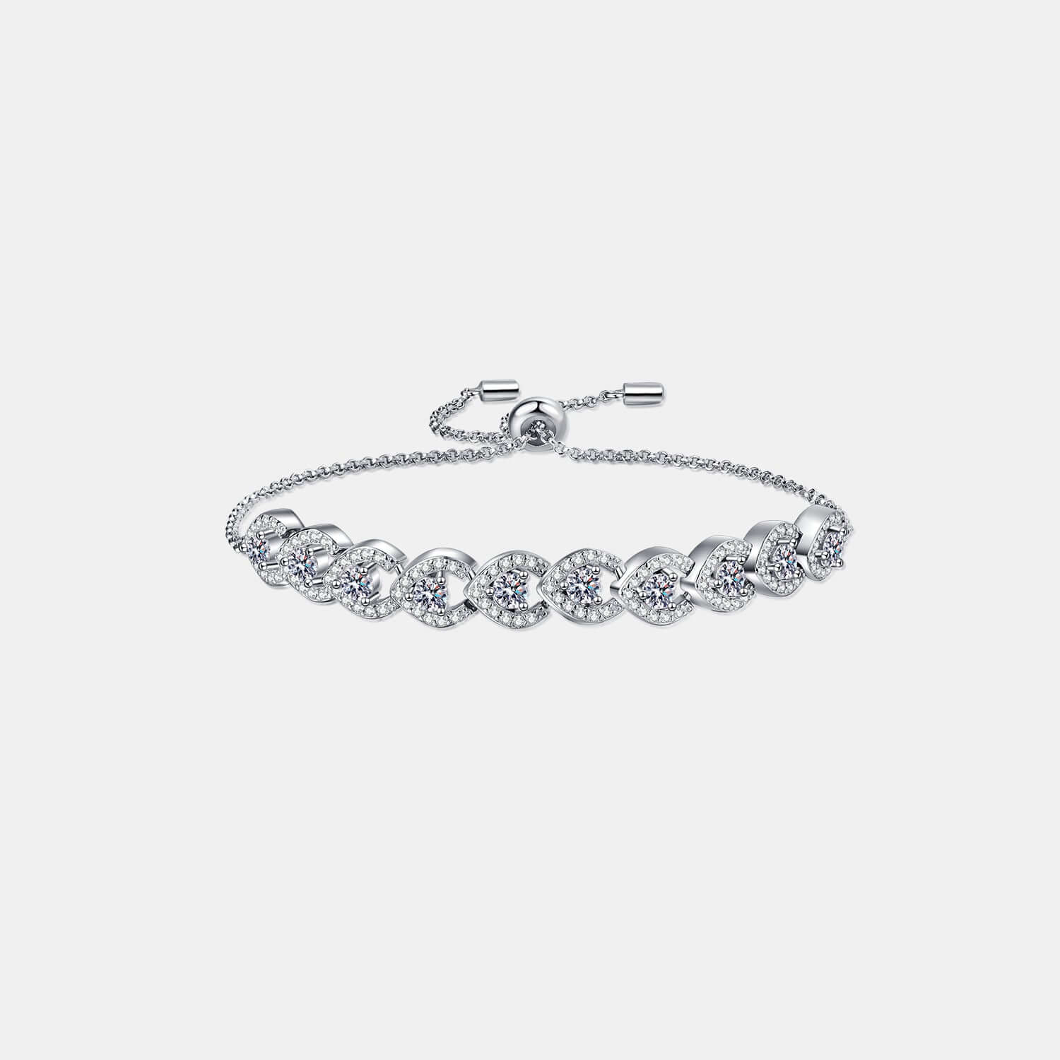 Elegant 1 carat moissanite bracelet in 925 sterling silver, showcasing shimmering stones in a chic design.