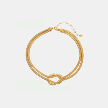 Double Layered Knot Herringbone Choker Necklace - STUFF TREND