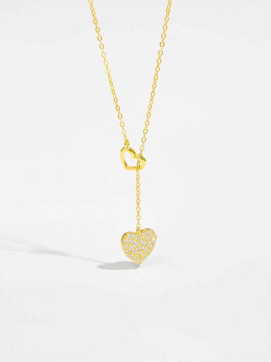 925 Sterling Silver Inlaid Zircon Heart Necklace