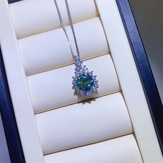 3 Carat Moissanite Pendant Necklace in 925 Sterling Silver with Elegant Design in Jewelry Box