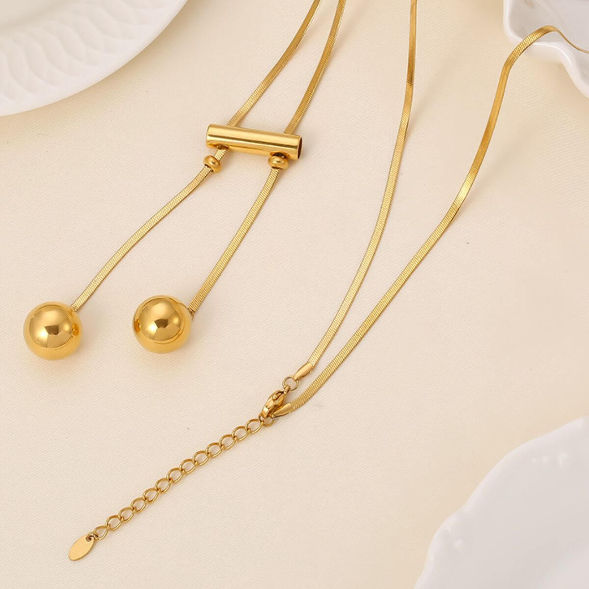 18K Gold-Plated Titanium Steel Hollow Bead Necklace - STUFF TREND