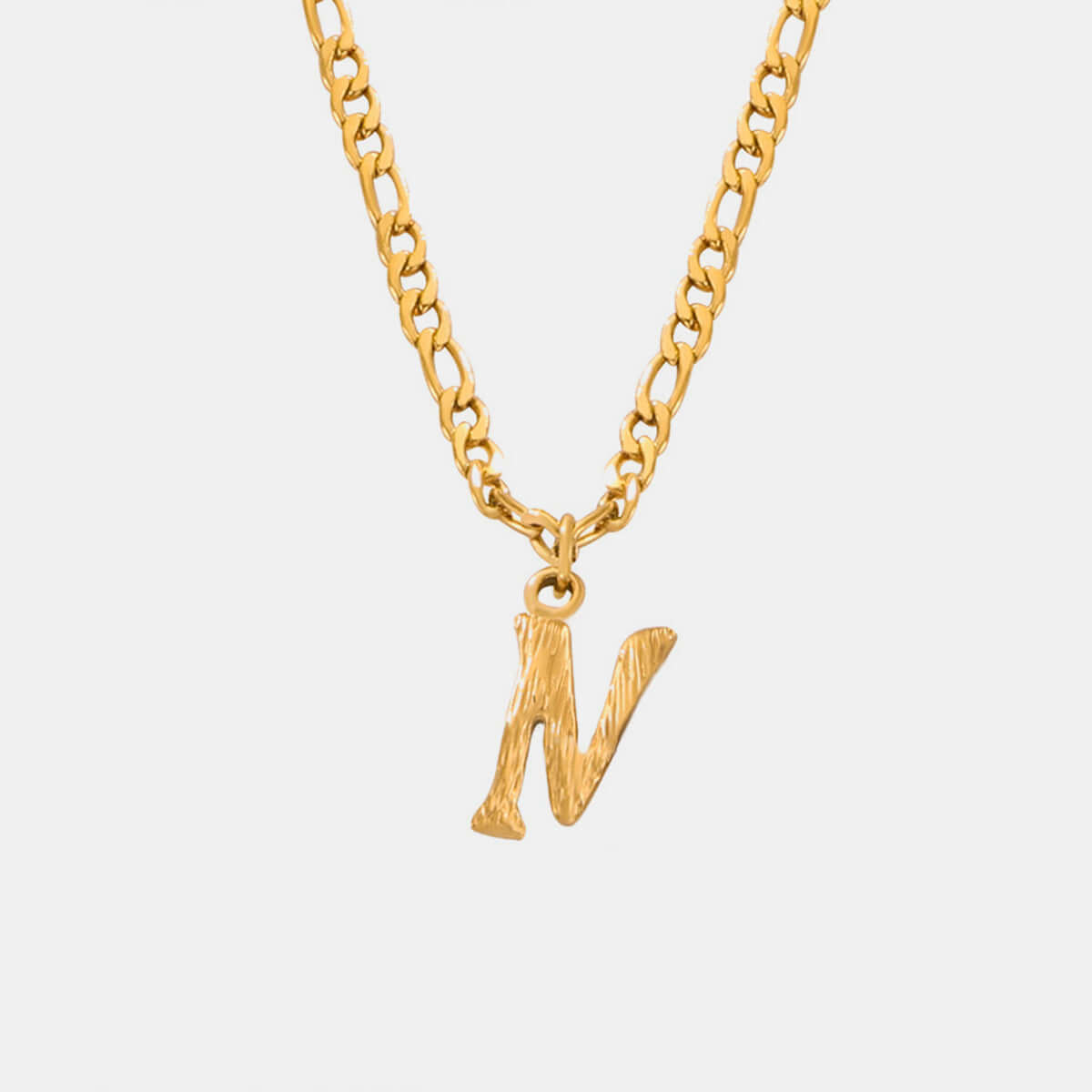 18K gold-plated titanium steel letter N pendant necklace on chain, 15-inch chain with 2-inch extension, perfect personalized jewelry gift