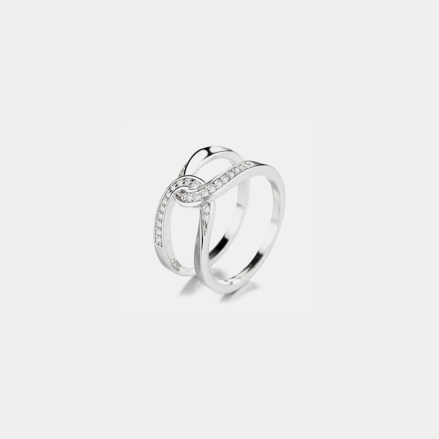 Twisted Inlaid Zircon Double-layered Ring - STUFF TREND